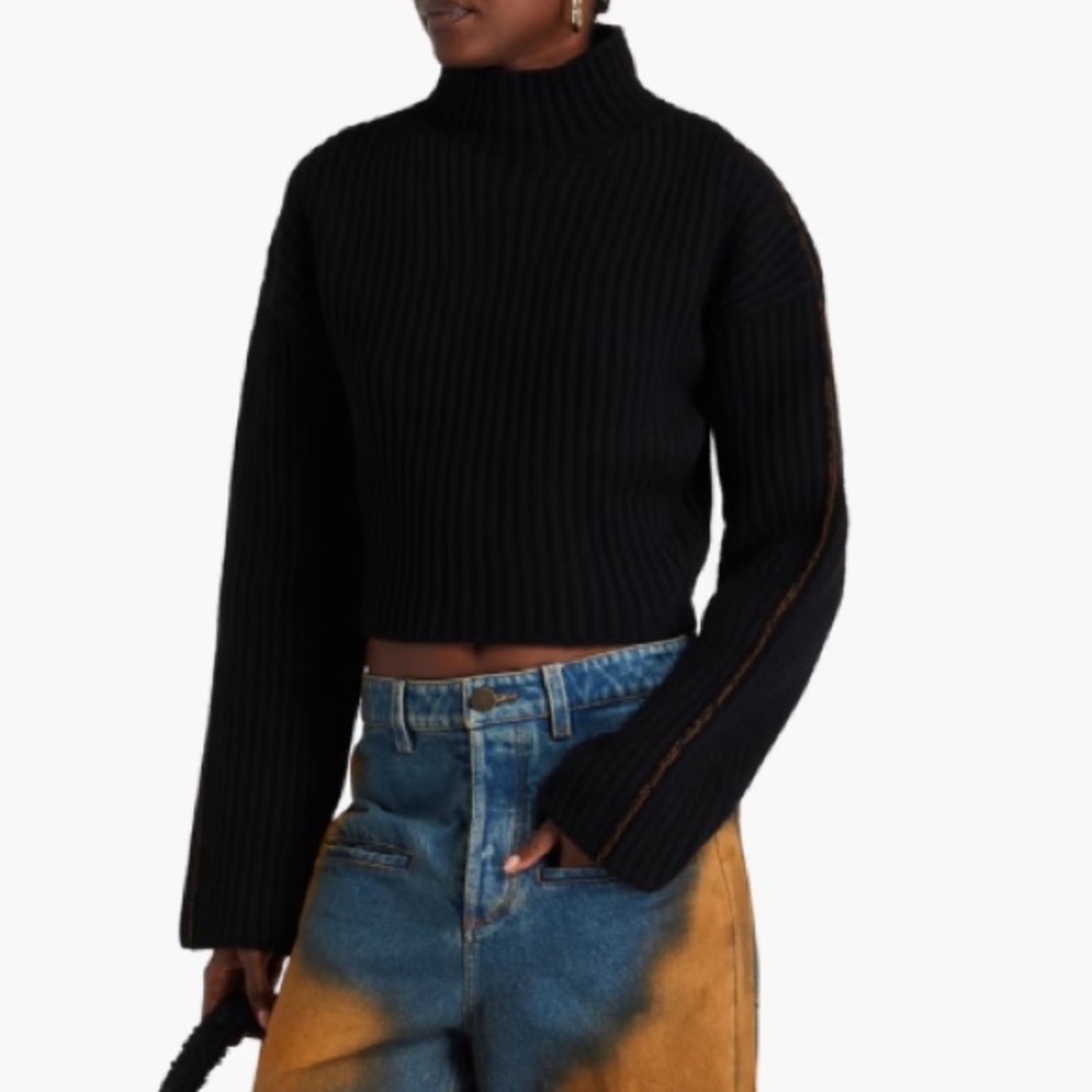 Acne Studios cropped ribbed wool turtleneck sweater